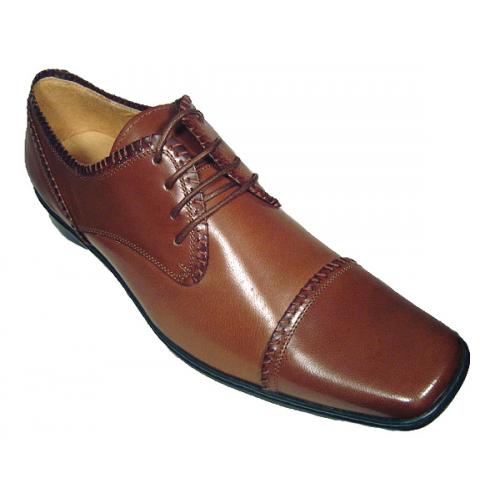 Juliani Cognac Genuine CalfSkin Shoes #594